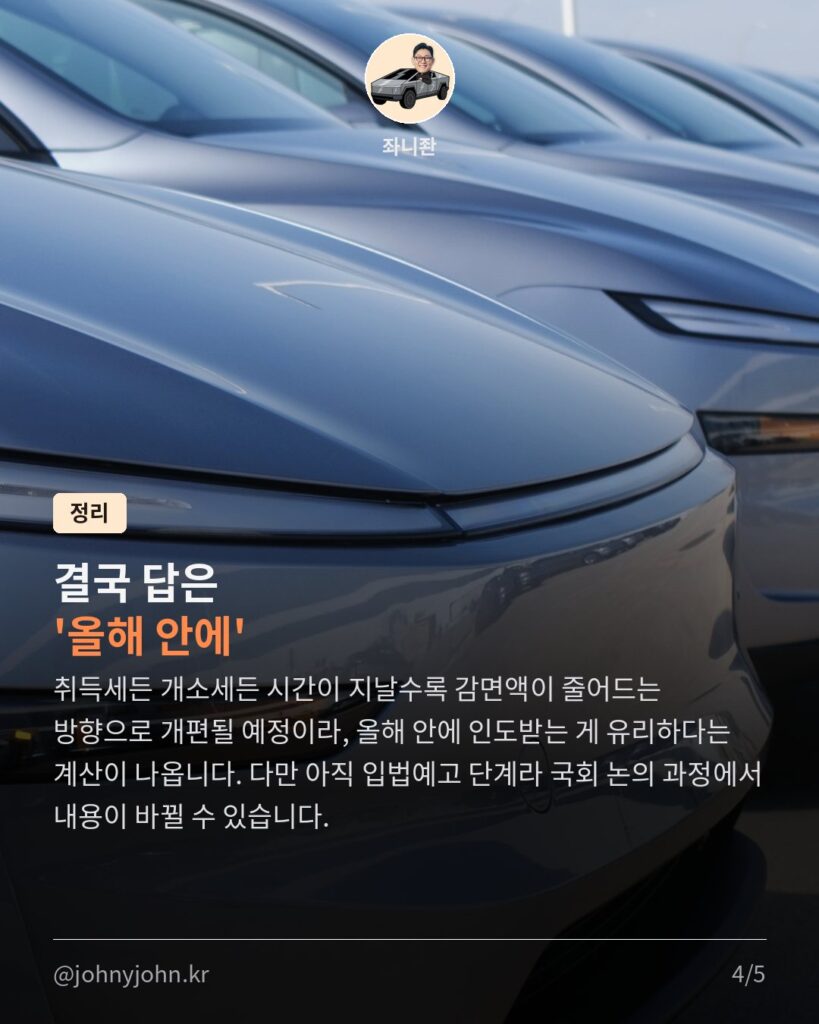 전기차 취득세·개소세 감면, 내년부터 줄어든다 (행안부 입법예고) 전기차 취득세·개소세 감면, 내년부터 줄어든다 (행안부 입법예고) 카드뉴스 4장