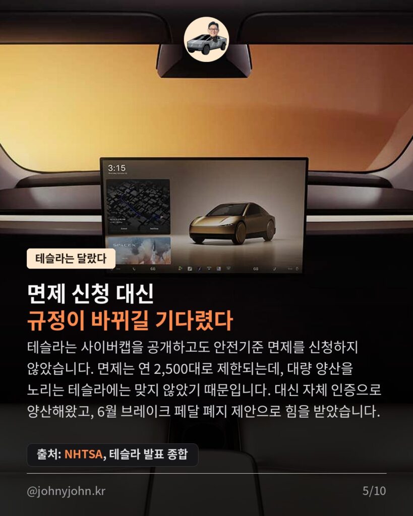 미국, 자율주행 규제 대수술... 결국 웃는 건 테슬라 (feat. 아직 안 끝난 이야기) 카드뉴스 5장